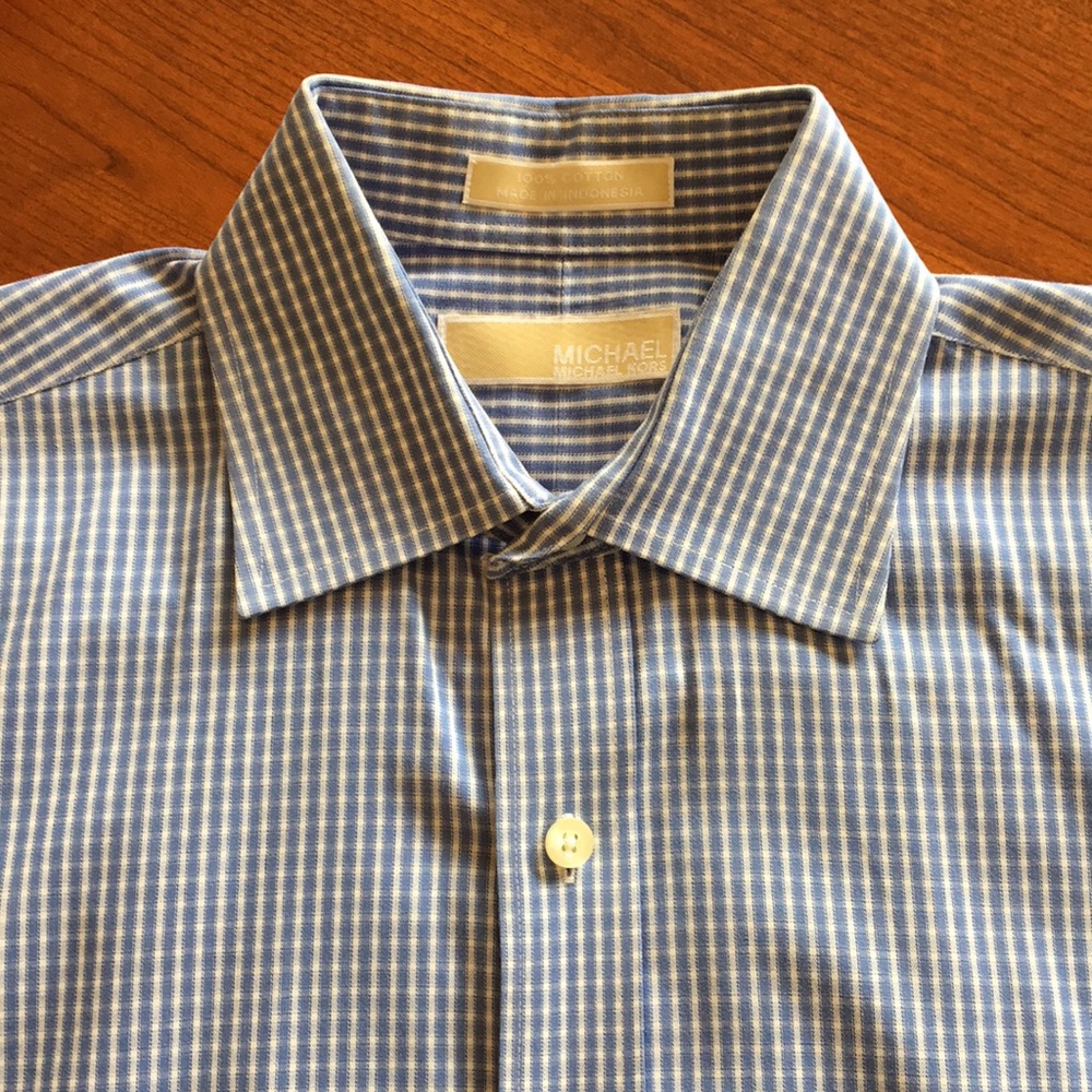 Michael Kors 100% cotton blue/white checked shirt